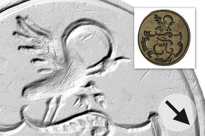 Digitized seal matrix illuminated at 225° image